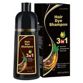 Champú Black Instant Hair Color para cabello gris, cobertura 100% gris, champú 3 en 1 para teñir el cabello negro, colorante a base de hierbas en minutos para mujeres y hombres, suave, no irrita el cuero cabelludo (Cafe Oscuro)