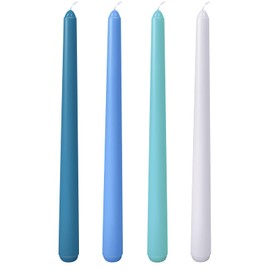 10 Inch Gradient Peacock Blue Taper Candles for Home Decoration, 4 Pack Unscented Candlesticks for Party Dinner Birthday and Seasonal Celebration