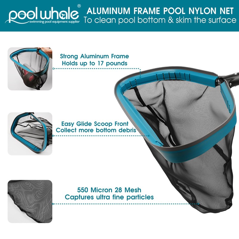 Swimming Pool Cleaning Kit - Aluminum Frame Skimmer Net with