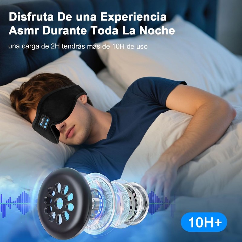 Antifaz para Dormir con Audifonos y Contorno 3D, Blackout y