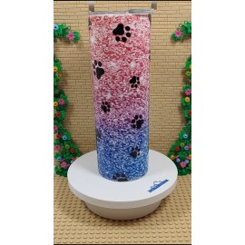 Handmade Paw Print Glittery 20 oz Skinny Tumbler Perfect for both hot and cold beverages
