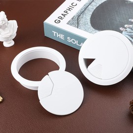 Lanjue 2PCS Desk Cable Wire Grommet, 80mm(3.15inch) White Plastic Desk Cord Cable Round Cable Grommet Computer Table Wire Organizer
