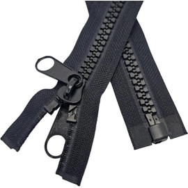 MebuZip #10 100 Inch Heavy Duty Separating Plastic Zippers with Double Pull Tab Zipper Sliders Zippers for Sleeping Bag, Boat, Canvas, Cover, Trampoline, Dog Bed, Tent (Black)