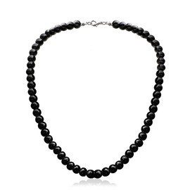 COLORFUL BLING 8mm Pearl Choker Necklace Multicolor 1920s Dainty Beads Necklace Costume Prom Party Statement Jewelry for Women-Night Black