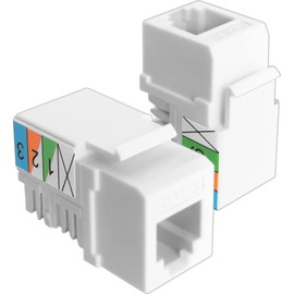 NECABLES 2Pack CAT3 Telephone Keystone Jack Phone Keystone Jack Punch Down Type 110 IDC to RJ11/RJ12 6P6C Female White