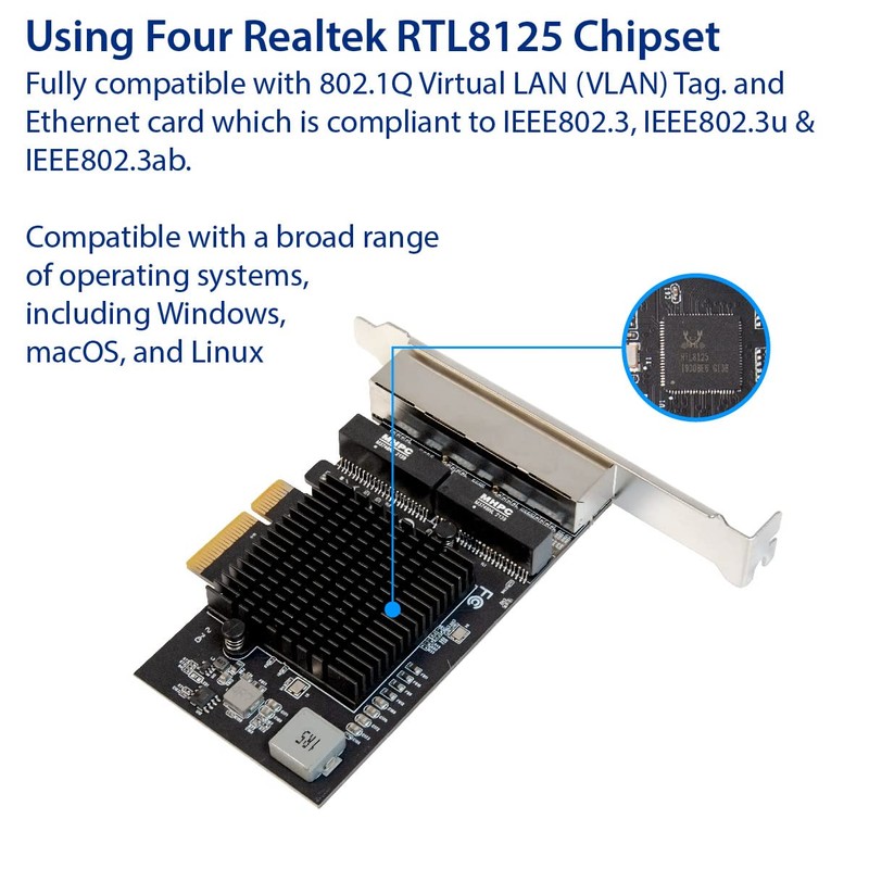 IO Crest Quad 2.5 Gigabit Ethernet PCI Express PCI-E Network