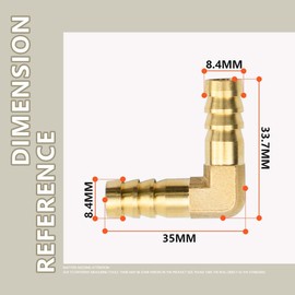 Bwintech 6 Pcs 8mm Brass 2 Way L Shape Elbow Hose Connector with 12 Clamps