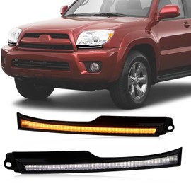 Switchback White/Amber LED Front Side Marker Headlight DRL Amber Sequential Turn Signal light Feature Compatible with Toyota 4Runner 2006-2009 Replacement Front Bumper Trim