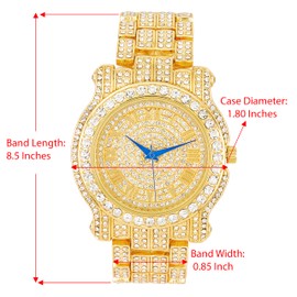 Bling-ed Out Ultimate Gold Hip Hop Royalty Mens Watch - L0504 Gold