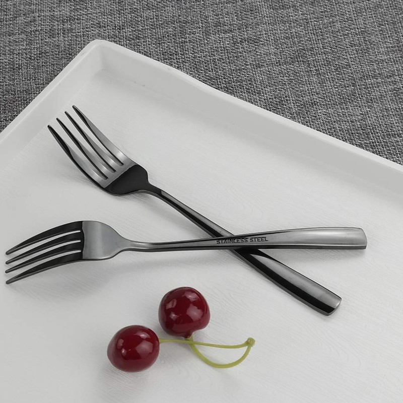 Teyyvn Black Stainless Steel Dessert/Salad Forks, Set of 16