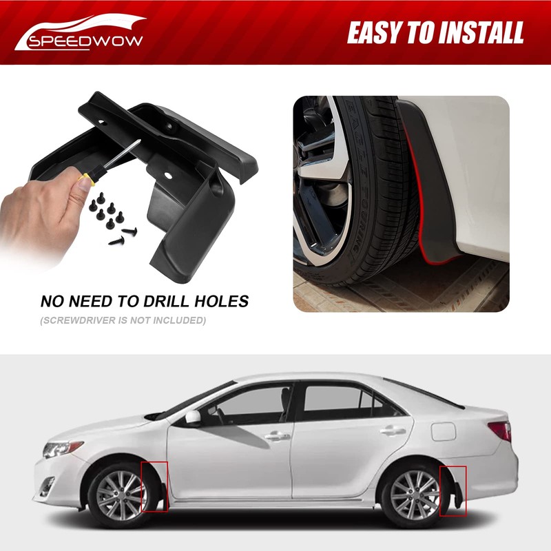 SPEEDWOW Mud Flaps Splash Guards Fit for 2012-2014 Toyota Camry,Front