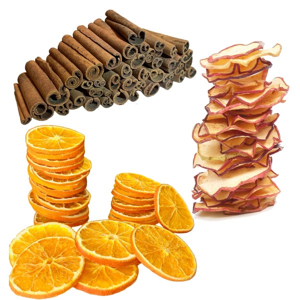 endlosschenken Natural Christmas Decoration, Orange Slices, Apple Slices, Cinnamon Sticks,