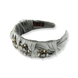 FunCosta Vintage rhinestone headband for women, velvet hair twist wide headband, fashion cute hair hoop headbands for girls. Hand-sewed vintage rhinestone headband. Assorted colors (Silver)