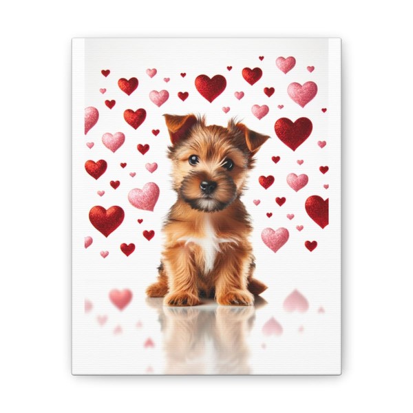 DistinctInk Valentine's Day Norwich Terrier Puppy - Decorative Canvas Wall
