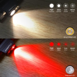 77outdoor LED Rechargeable Red Headlamp, H25LR / D25LR Powerful Lightweight Headlight with 90 High CRI Bright White Light and 660nm Deep Red Light, USB C Charging for Camping, Hiking, Hunting