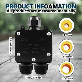 Junction Box Waterproof: Pack of 4 3-Way Junction Box Outdoor IP68 Waterproof Junction Box Cable Connector Waterproof Electrical Outdoor Distribution Box for Cables with 5-15 mm Diameter (4P) (4)