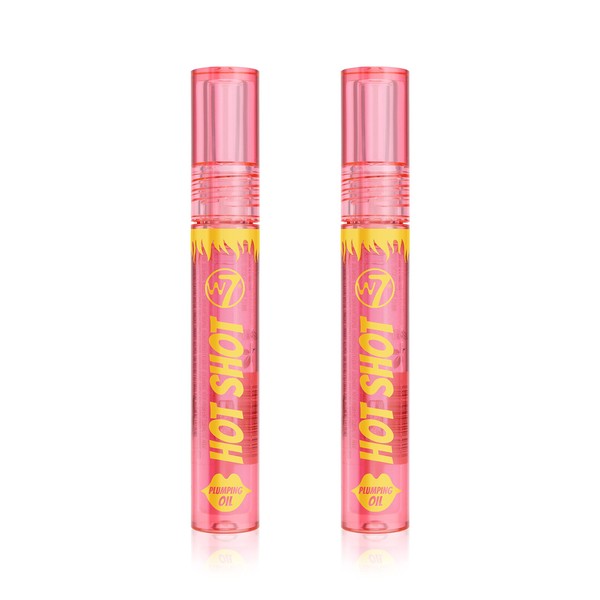 W7 Hot Shot Lip Filling Oil Kit - Improves and Repairs Lip Filling Effect for Fuller Lips - Clear & Soft Natural Daily Lip Balm - Pack of 2
