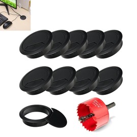 6 Pcs Desk Grommet 60mm with 60mm Hole Saw, Desk Cable Grommet, Desk Cable Hole Cover, Cable Grommet, Desk Hole Cover(Black)