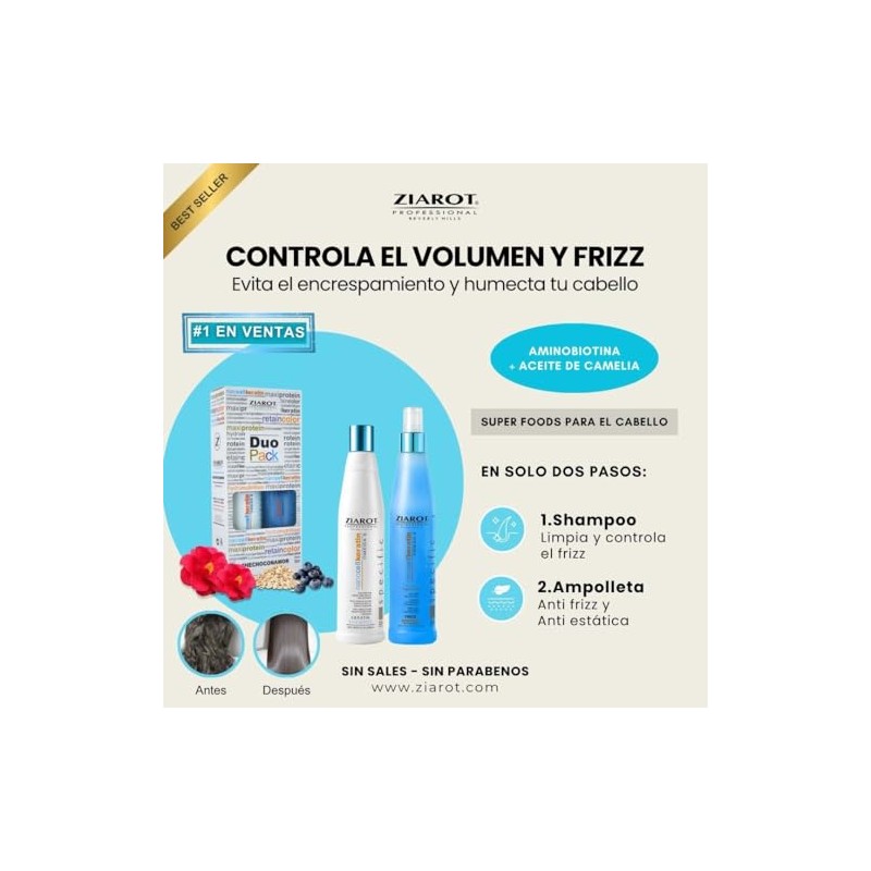 Duo Pack NanoCellKeratin, Champú de Keratina y ampolleta Control de