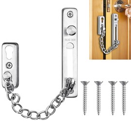 Door Chain Home Door, Door Safety Latch, Safety Chain for Doors, Door Chain Front Door, Door Chain Lockable, Door Security Chain, Door Chain Can Be Operated on Both Sides, 304 Stainless Steel (Silver)