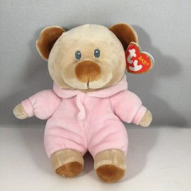Ty BABY TY PJ BEAR PINK (Non-Removable Pajamas) (Regular Size 7 Inch) NEW Plush Toy