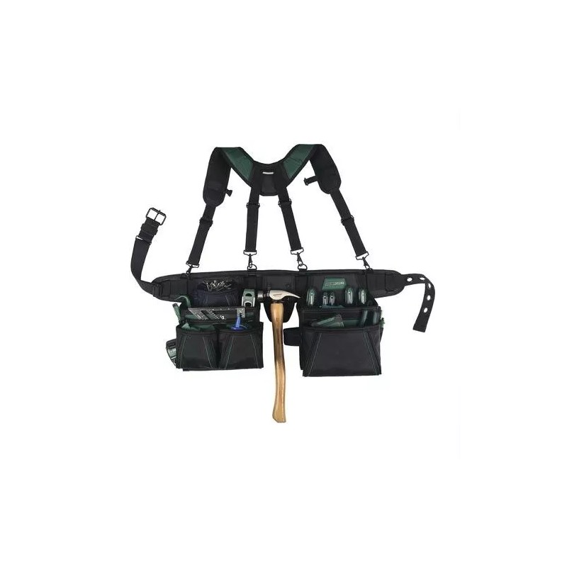 Masterforce 18 Pocket Pro Carpenters Tool Belt Adjustable Suspenders 2