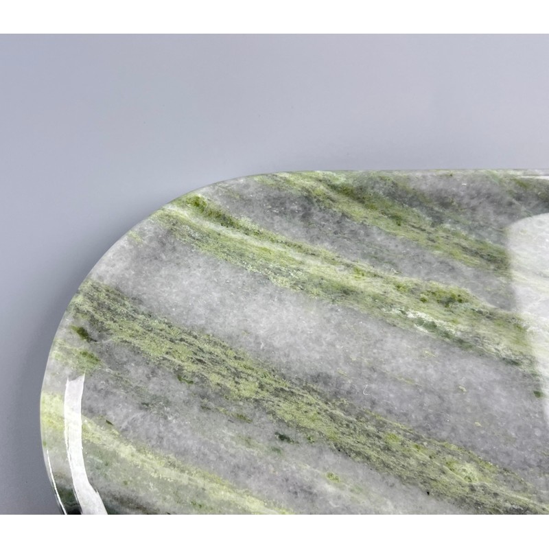 Green Marble Vanity Tray 9.8", Natural Stone Organizer for Bathroom