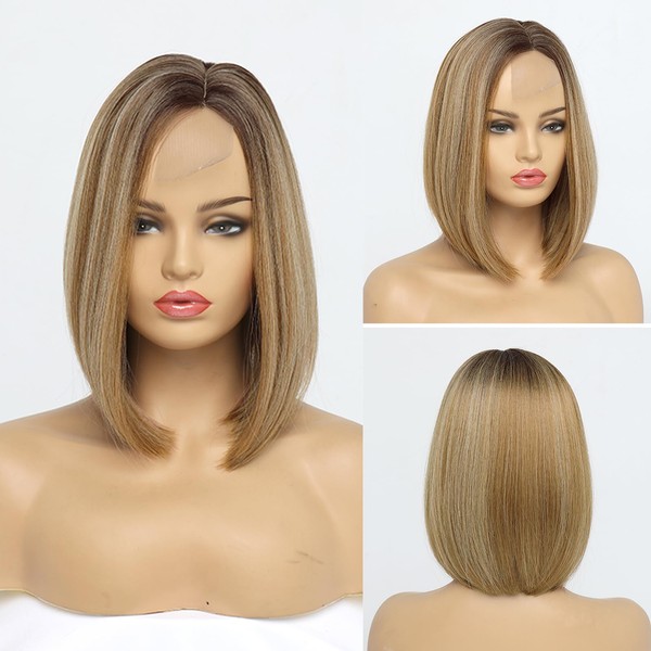 YaissmyLu Side Parting Ombre Blonde HighLight Hair Synthetic Lace Front
