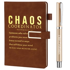 Jetec 2 Pcs Chaos Coordinator Gift Set A5 Leather Journal Notebook Ballpoint Pen Thank You Gift Male Teacher Gifts for Men Teacher Women Manager Employee Doctor(Brown)