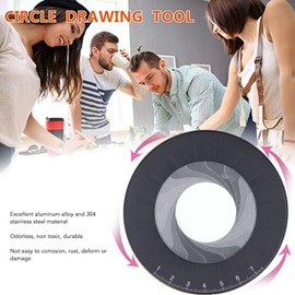 Circle Drawing Maker with Carving Tool, Round Circle Template Ruler, Adjustable Rotatable Round Template Ruler Measurement Tool for Circles for Woodworking Drafting Drawing