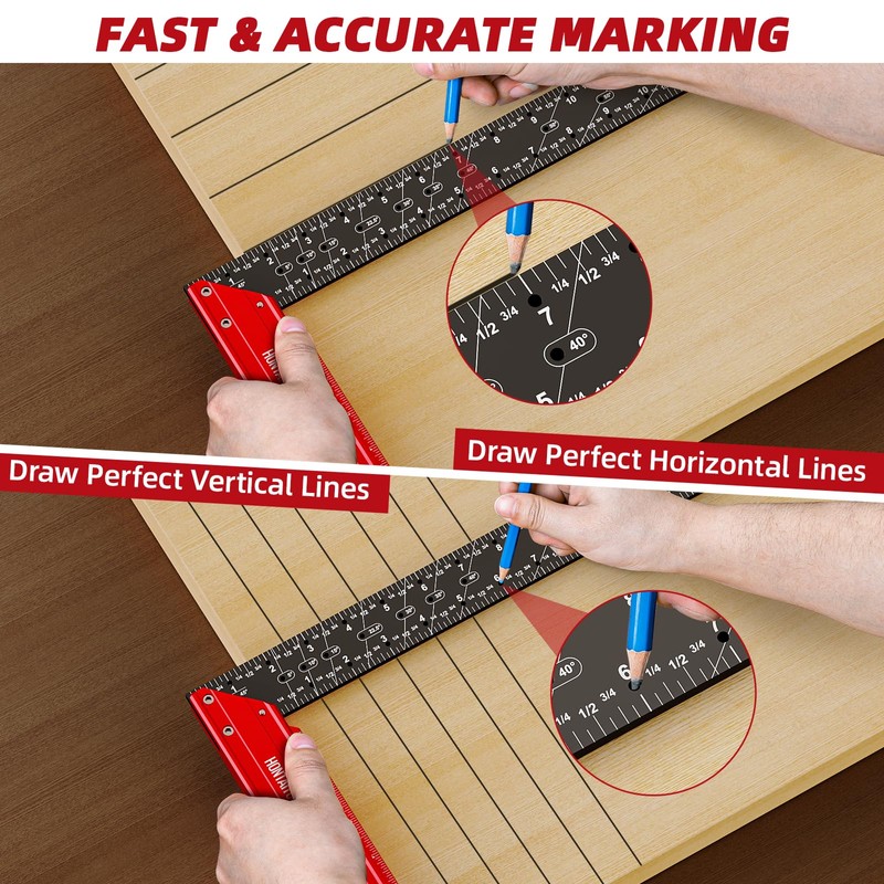 16" Carpenter Square Ruler,Multi-Angle Scribe Mark,Right Angle Ruler Woodworking Square