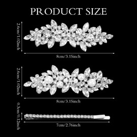 6 PCS Diamond Hair Clips Rhinestone Barrettes for Women Silver Hair Clips for Prom Sparkly Crystal Hairs Pins Bridal Clip for Hairs Women Bride Bridesmaid Wedding Party Everyday (Silver)