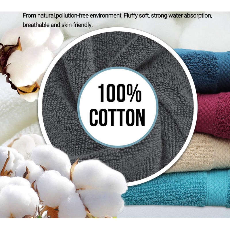 LINENOVA 100% Cotton Face Washer Towel (10 Pack) - Ultra-Soft,