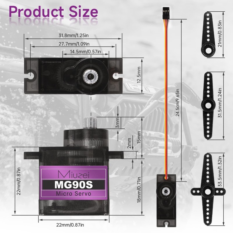 Miuzei MG90S 9G Micro Servo Motor Metal Geared Motor Kit