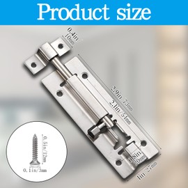 Bedroom Internal Doors Bolts Lock, 2Pcs Door Lock Without Drilling, Bathroom Door Lock, Bedroom Door Lock, Door Bolts for Bathroom Bedroom Shed Garden Toilet