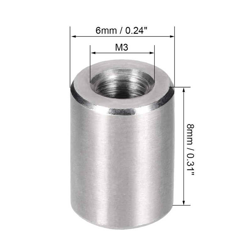 sourcing map M3 Round Connector Nuts, 304 Stainless Steel Coupling