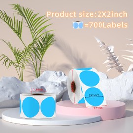 PARLAIM 2 Inch Round Thermal Label,Circle Sticker Labels for Thermal Printer,Self-Adhesive Round Direct Thermal Labels,700 per/Roll Color Code Stickers for Business (Sky Blue)