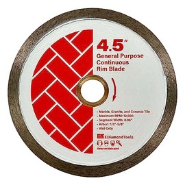 4.5" Diamond Saw Blade for Stone and Ceramic Tile, 10mm Segment Height, Wet Only, 7/8"-5/8" Arbor