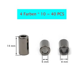 MiaLover Pack of 40 Caps, Cord Ends, Metal End Piece, Cord Closure, End Caps, Cord Locks for Cords, Lanyard, Clothing, Backpack, Sportwear, Paracord (4 Colours)