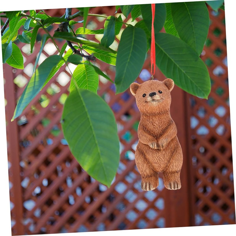Mipcase 2pcs Adorable Bear Statues Cute Resin Hanging Ornaments for