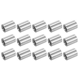 uxcell M12x1.75mm Round Coupling Nuts, 15 Pcs 304 Stainless Steel Connector Nuts Fasteners Rod Bar Stud 25mm for Industrial Construction Fasteners, Silver