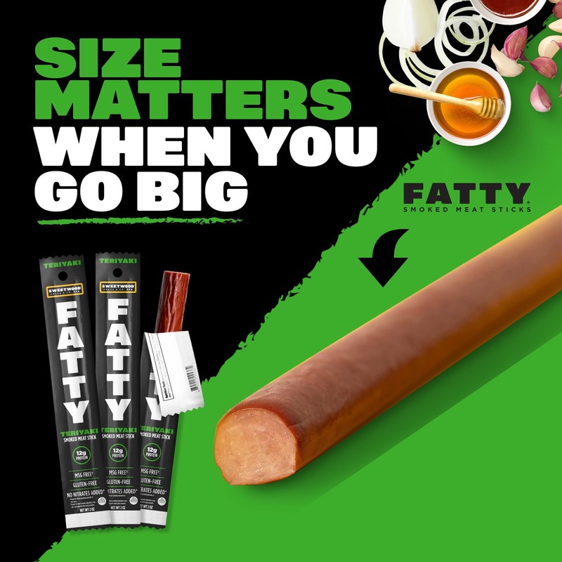 FATTY Meat Sticks, Made with Grass Fed Beef, Pork Raised