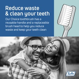 TePe Choice Soft Toothbrush with 3 Replaceable Heads, Gray