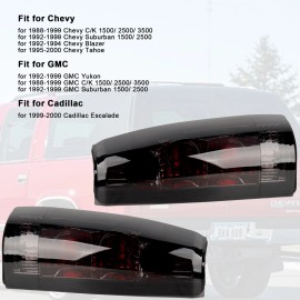 LIANGREN Tail Lights for 1988-1998 Chevy GMC C/K 1500 2500 3500 Black Smoke Brake Lamps