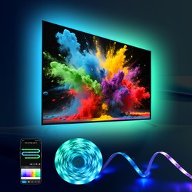 26.25ft LED Lights for 75-100 Inch TV, RGB+IC TV Lights Backlight Strip Behind, with 44 Scene Modes, Bluetooth APP and Voice Control, Music Sync Smart Ambient Lighting for Gaming, Bedroom, Living Room