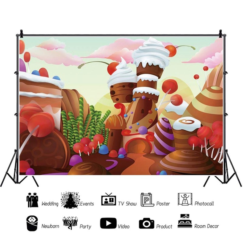 DORCEV 5x3ft Fantasy Chocolate Land Backdrop for Sweet Cant Theme
