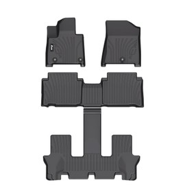 IKON MOTORSPORTS 3D Molded TPE Floor Mats, Compatible with 2024-2025 Hyundai Santa Fe Hybrid, IKON Style Black All Weather Waterproof Anti-Slip Floor Liners, Front 2nd Row Interior Accessories 4PCS