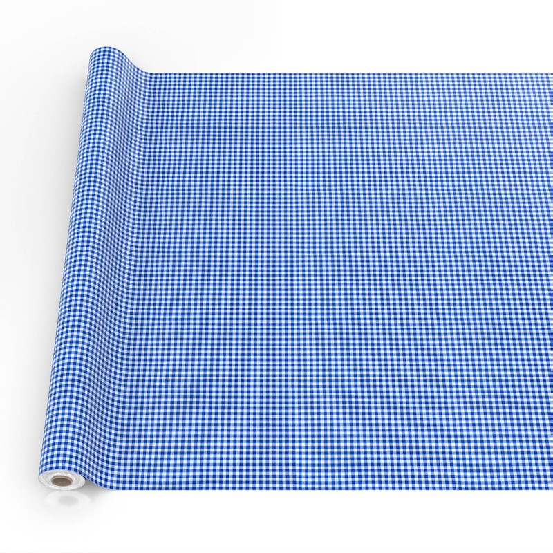 Fabric Tablecloth Washable Table Linen Tablecloth Cotton Polyester Vichy Blue