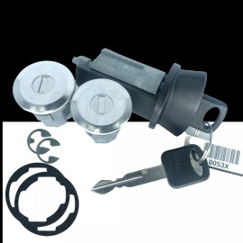 Ford Mazda Ignition Key Switch Cylinder Tumbler & Chrome Door Lock Set 2 Keys