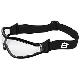 Birdz Eyewear Boogie Foam Padded Motorcycle Ski Skydiving Z87.1 Safety Goggles Black Frames with Clear Anti-Fog Lenses (Clear)